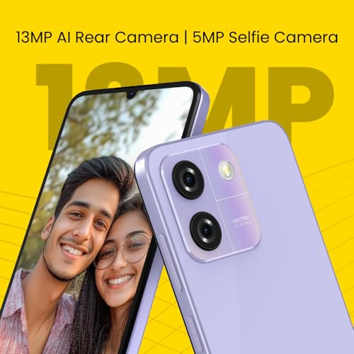 Lava O3 Glossy Lavender 4 GB RAM 64 GB Storage  Biggest 675 HD Display  13MP AI Dual Rear Camera  5000 mAh Battery  Secure Face Unlock  Fingerprint Reader  Charger  Phone-Cover in Box