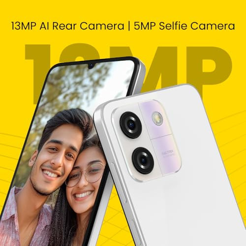 Lava O3 Glossy White 3 GB RAM 64 GB Storage  Biggest 675 HD Display  13MP AI Dual Rear Camera  5000 mAh Battery  Secure Face Unlock  Fingerprint Reader  Charger  Phone-Cover in Box