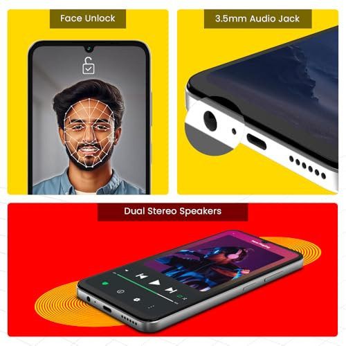 Lava O3 Glossy White 3 GB RAM 64 GB Storage Biggest 675 HD Display 13MP AI Dual Rear Camera 5000 mAh Battery Secure Face Unlock Fingerprint Reader Charger Phone-Cover in Box