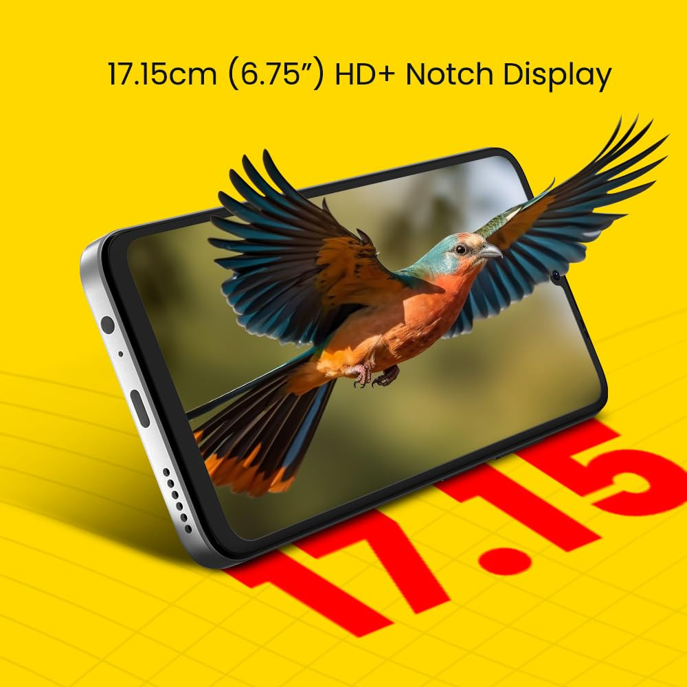 Lava O3 Glossy White 3 GB RAM 64 GB Storage Biggest 675 HD Display 13MP AI Dual Rear Camera 5000 mAh Battery Secure Face Unlock Fingerprint Reader Charger Phone-Cover in Box