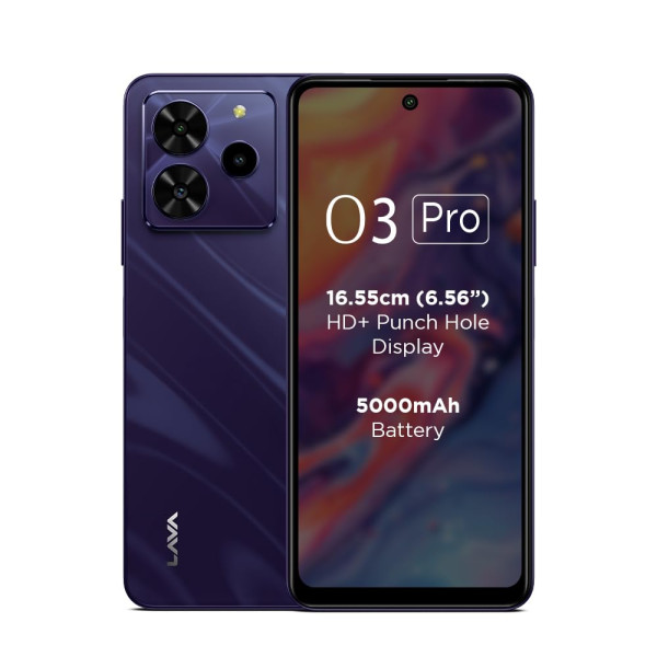 Image of Lava O3 Pro (Glossy Purple, 4 GB RAM, 128 GB Storage)| Bigger 6.56" HD+ Display | 50 MP AI Triple Rear Camera | 8 MP Front Camera| 5000 mAh Battery | 10W Charging | Charger in Box