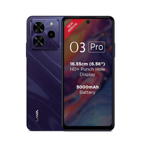 Image of Lava O3 Pro (Glossy Purple, 4 GB RAM, 64 GB Storage)| Bigger 6.56" HD+ Display | 50 MP AI Triple Rear Camera | 8 MP Front Camera| 5000 mAh Battery | 10W Charging | Charger in Box