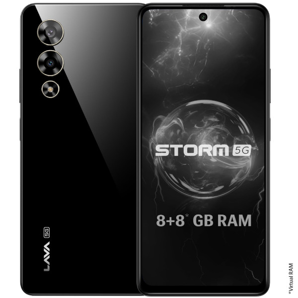 Image of Lava Storm 5G (Thunder Black, 8GB RAM, 128GB ROM) | Powerful MediaTek Dimensity 6080 Processor | 50MP Ultrawide Rear+16MP Front Camera |No Bloatware | Segment's Most Affordable 5G Smartphone on Amazon