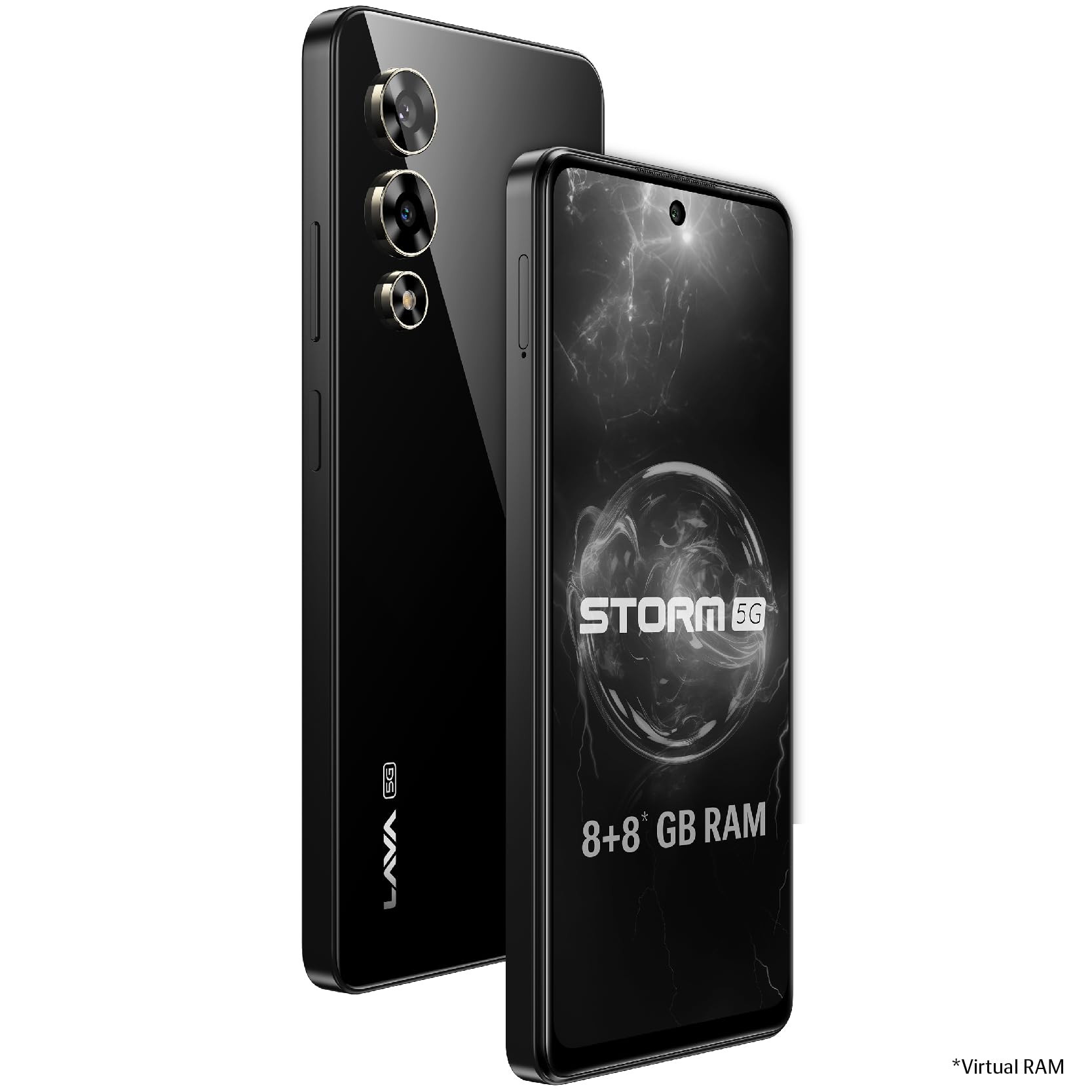 Lava Storm 5G Thunder Black 8GB RAM 128GB ROM Powerful MediaTek Dimensity 6080 Processor 50MP Ultrawide Rear16MP Front Camera No Bloatware Segments Most Affordable 5G Smartphone on Amazon