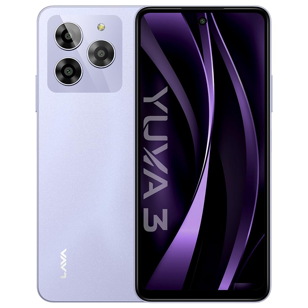 Lava Yuva 3 Cosmic Lavender44GB RAMUFS 22 64GB StoragePremium Glossy BackOctacore Processor18W Fast Charging90Hz Punch Hole Display13MP AI Triple CameraSide Fingerprint Sensor