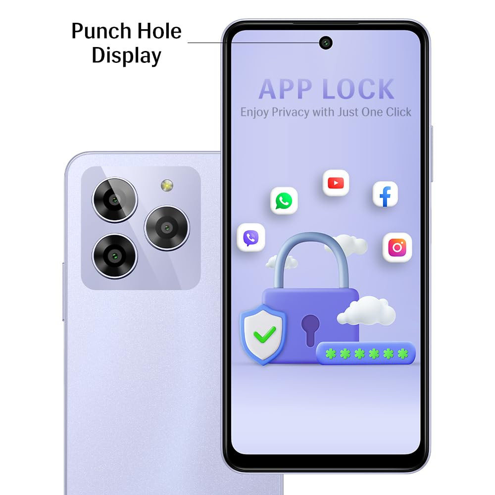 Lava Yuva 3 Cosmic Lavender44GB RAMUFS 22 64GB StoragePremium Glossy BackOctacore Processor18W Fast Charging90Hz Punch Hole Display13MP AI Triple CameraSide Fingerprint Sensor