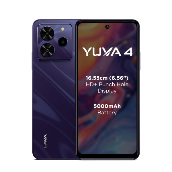 Image of Lava Yuva 4 (Glossy Purple, 4 GB RAM, 128 GB Storage)| Bigger 6.56" HD+ Display | 50 MP AI Triple Rear Camera | 8 MP Front Camera| 5000 mAh Battery | 10W Charging | Charger in Box