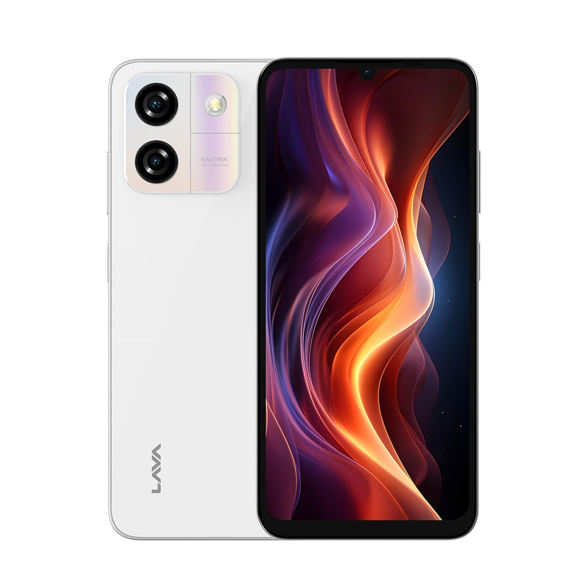 Lava Yuva Smart Glossy White 3 GB RAM 64 GB Storage  Biggest 675 HD Display  13MP AI Dual Rear Camera  5000 mAh Battery  Secure Face Unlock  Fingerprint Reader  Charger in Box