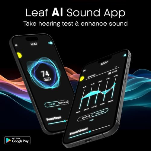 Leaf Buds X614 True Wireless ANC Earbuds with AI SOUND App Active Noise Cancellation Transparency Mode 30H Playtime Quad Mic ENC 40ms Low Latency 13mm Driver IPX5 Bluetooth v53 Carbon Black