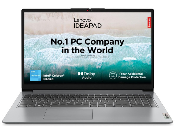 Image of Lenovo IdeaPad Slim 1 Intel® Celeron® N4020 15.6 inch (39.6cm) Thin &amp; Light Laptop (8GB RAM/512GB SSD/Windows 11 Home/Office Home &amp; Student 2021/1Yr ADP Free/Grey/1.3Kg), 82V700KHIN