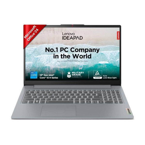 Image of Lenovo IdeaPad Slim 3 12th Gen Intel® Core™ i5-12450H 15.6 inch (39.6cm) FHD Laptop (16GB/512GB SSD/Windows 11/Office 2024/Alexa Built-in/1Yr ADP Free/3 Month Game Pass/Arctic Grey/1.62Kg), 83ER00KPIN
