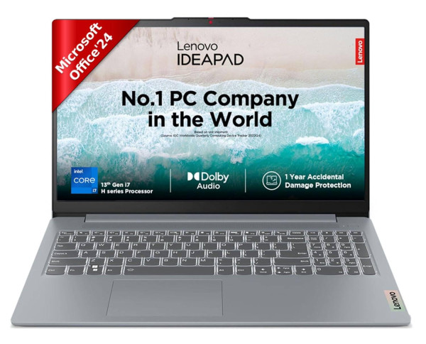 Image of Lenovo IdeaPad Slim 3 13th Gen Intel Core i7-13620H 15.6" (39.62cm) FHDIPS300 Nits Thin&amp;Light Laptop (16GB/512GB SSD/Intel UHDGraphics/Win11/Office Home 2024/1YrADP Free/ARCTIC-Grey/1.6Kg), 83EM00GTIN
