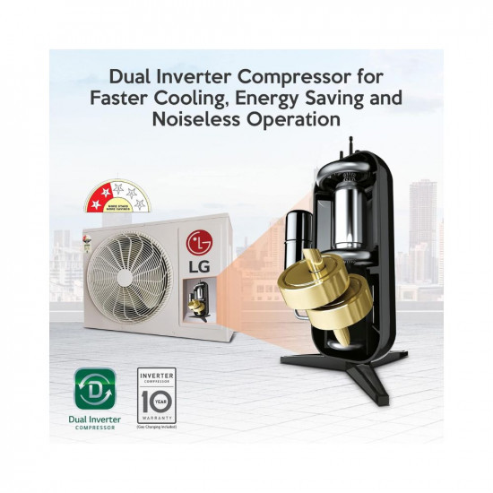 LG 15 Ton 2 Star DUAL Inverter Split AC Copper Convertible 4-in-1 Cooling HD Filter 2022 Model PS-Q18ZNVE White