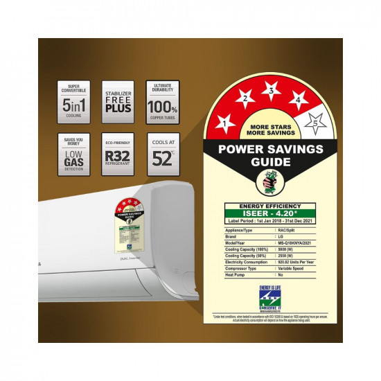 LG 15 Ton 4 Star Inverter Split AC Copper 5-in-1 Convertible Cooling HD Filter with Anti-Virus Protection 2021 Model MS-Q18KNYA White large