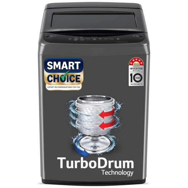 Image of LG 7 Kg 5 Star Smart Inverter Technology Fully Automatic Top Load Washing Machine (T70VBMB1Z, Auto Prewash, Turbodrum, Stainless Steel drum, LED Display, Smart Diagnosis Middle Black)