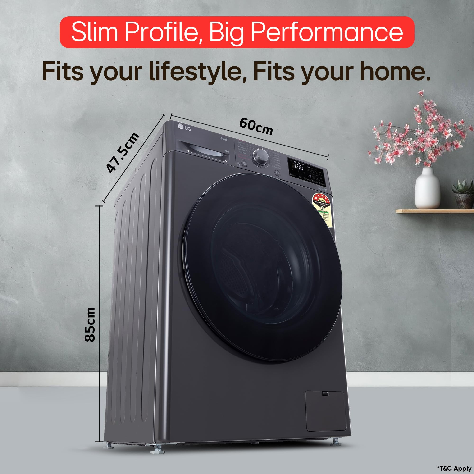 LG Smart Choice 9 Kg 5 Star AI Direct Drive Technology Steam 6 Motion DD  Wi-Fi Fully-Automatic Front Load Washing Machine FHP1209Z5M Intelligent  Convenient Fabric Care Middle Black