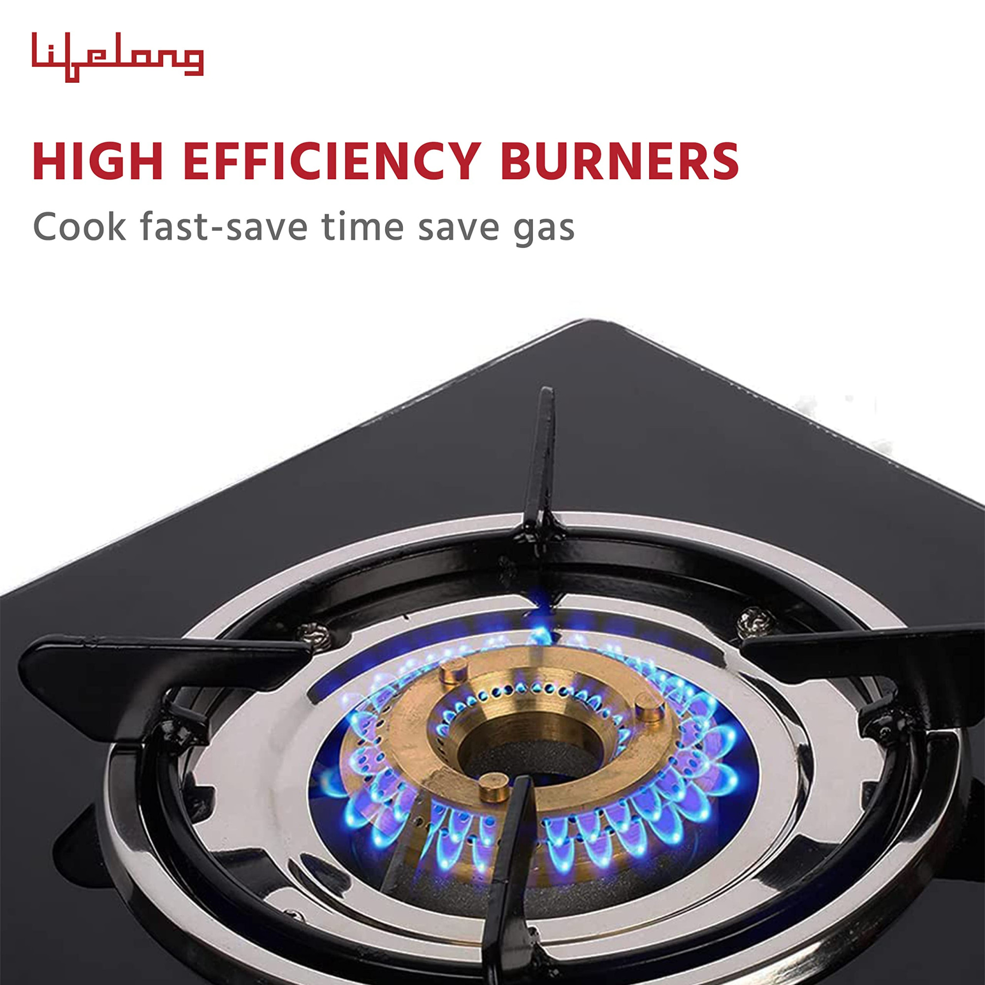 Lifelong 2 Burner Gas Stove Top for Kitchen - Manual Ignition Cooktop Modern Glass Stove for Modular Kitchen ISI Certified Compatible with LPG - 1 Year Manufacturers Black LLGS10