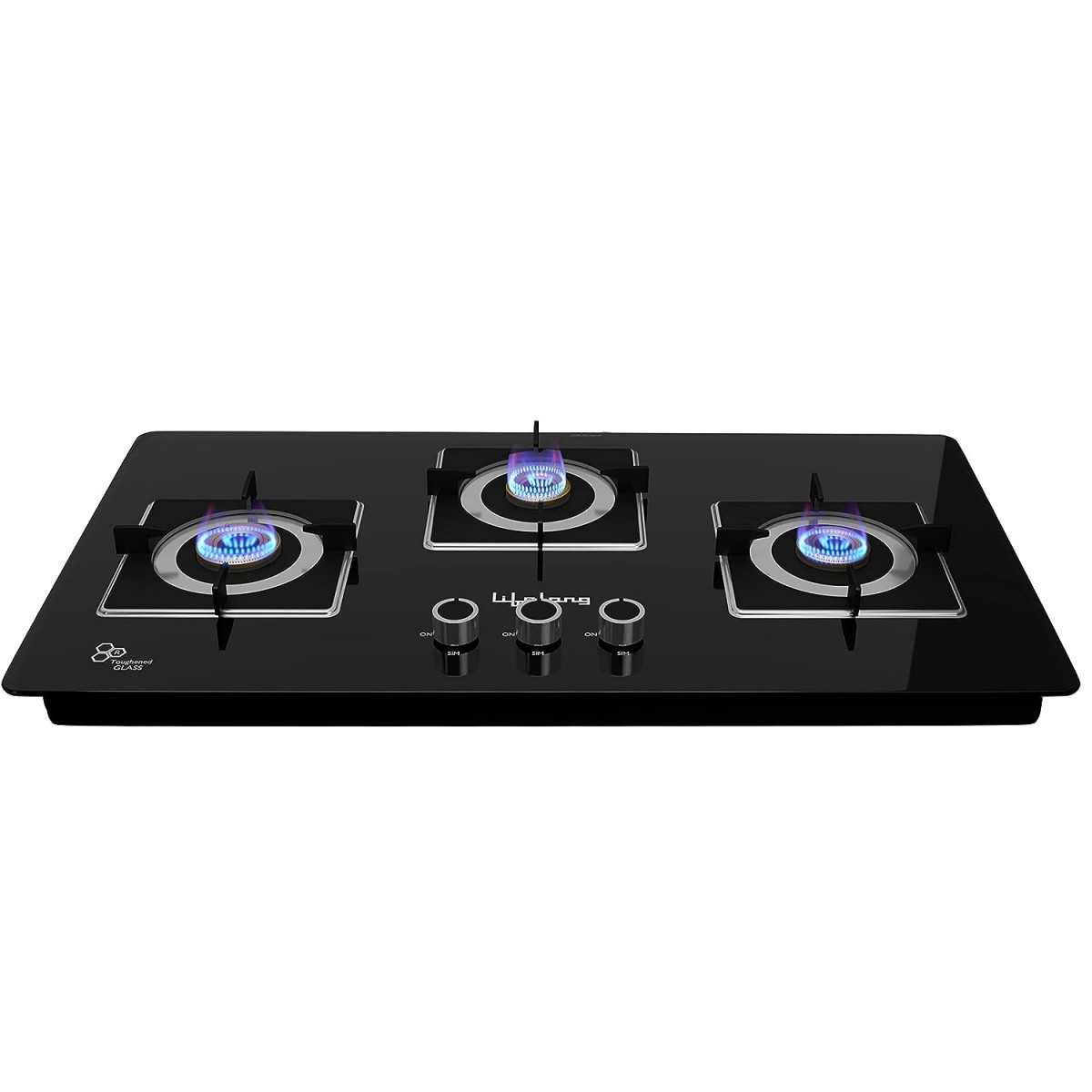 Lifelong 3 Gas Burner Top - 3 Burners Hob Top Gas Stove with Manual Ignition - Toughened Glass top Gas Stoves for Home Kitchen - Manual Gas stove for modernmodular kitchen Lexus LLHT003