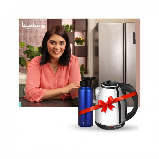 Lifelong LLEKBT01 Electric Kettle 15 Litre 1500W for Boiling Water Soup with Leak proof 750 ML Stainless Steel Bottle Combo Combo for Kitchen Easy to Use 1 Year Warranty