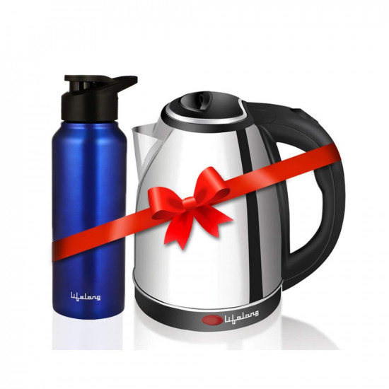 Lifelong LLEKBT01 Electric Kettle 15 Litre 1500W for Boiling Water Soup with Leak proof 750 ML Stainless Steel Bottle Combo Combo for Kitchen Easy to Use 1 Year Warranty