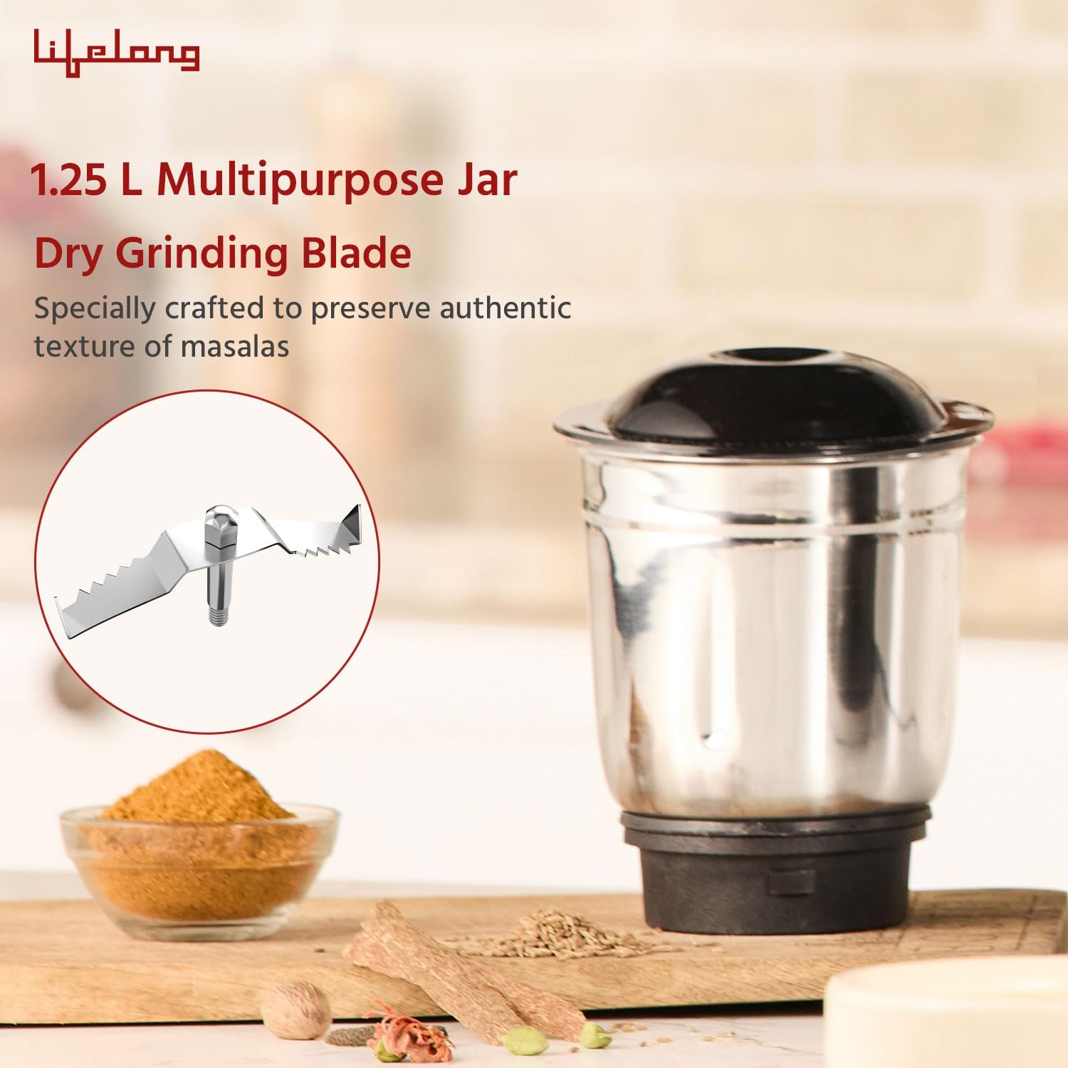 Lifelong LLMG23 Power Pro 500-Watt Mixer Grinder with 3 Jars Liquidizing Wet Grinding and Chutney Jar Stainless Steel blades 1 Year Warranty Black