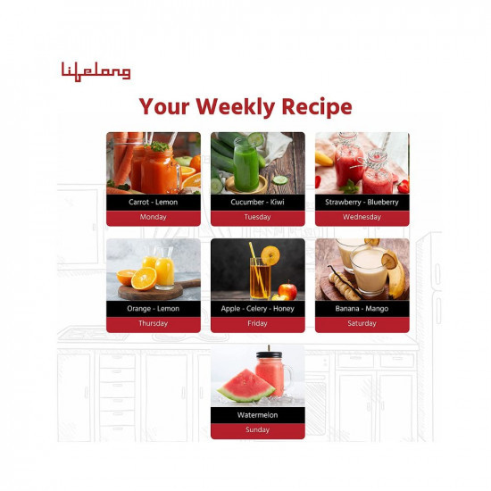 Lifelong Mastiquer Cold Press Slow Juicer All-in-1 Fruit Vegetable Juicer 2 Years Warranty 180 watts