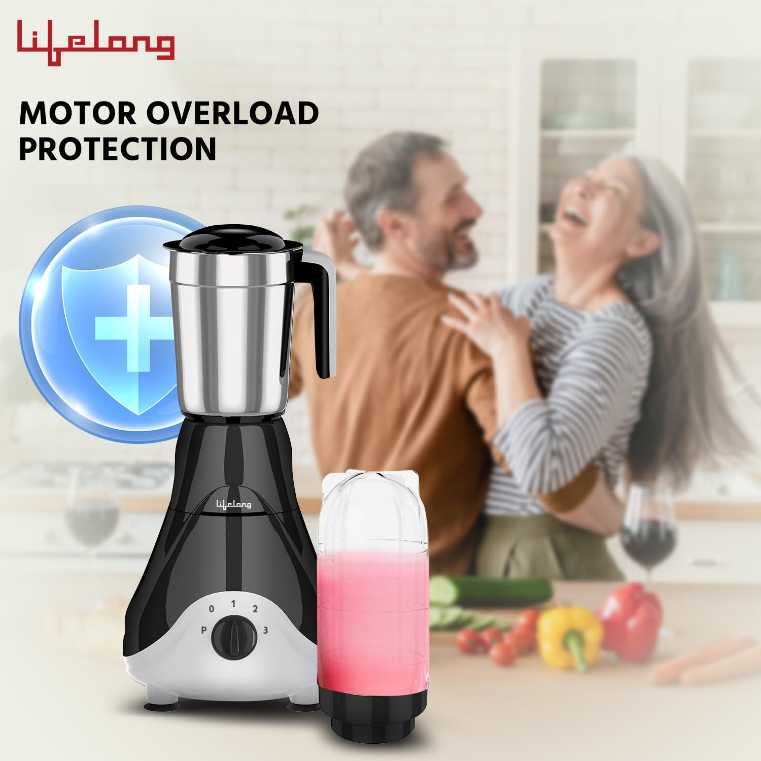 Lifelong Mixer Grinder for Kitchen - 4 Jars 500 Watt Mixie - 2 Nutri bullet Jars for Smoothie Blending Chutney Jar Liquidizing Jar used as Wet Grinder Blender - Stainless Steel Blades LLMG39
