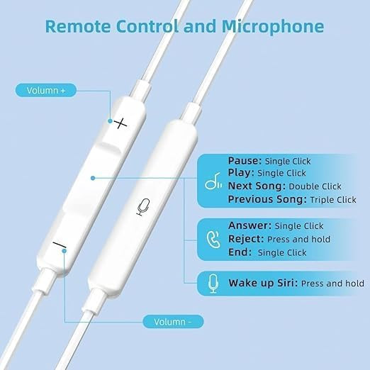 Lightning Connector Earphones with Volume Control White Wired Earphones with Powerful HD Mic for Clear Sound in-Line Volume Controller Noise Cancellation All iPhone - All iOS