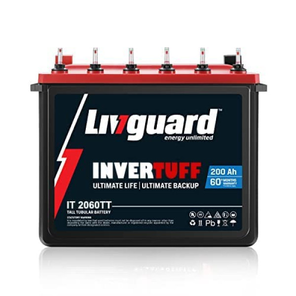 Image of Livguard | Recyclable Inverter Battery for Small Office, Home and Small Shop | INVERTUFF | IT 2060TT, 200Ah | Long Life Battery | Tall Tubular Inverter Battery