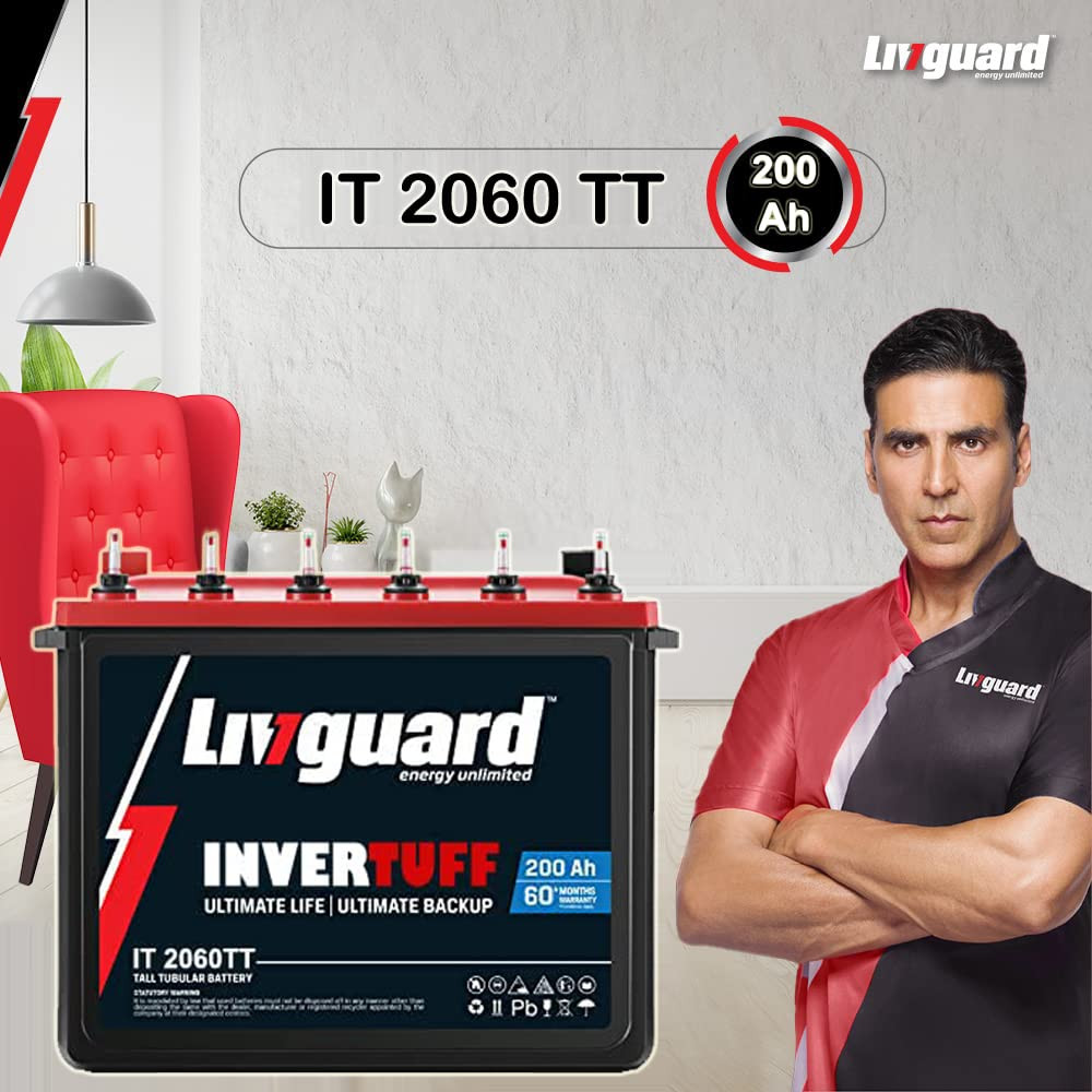 Livguard Recyclable Inverter Battery for Small Office Home and Small Shop INVERTUFF IT 2060TT 200Ah Long Life Battery Tall Tubular Inverter Battery