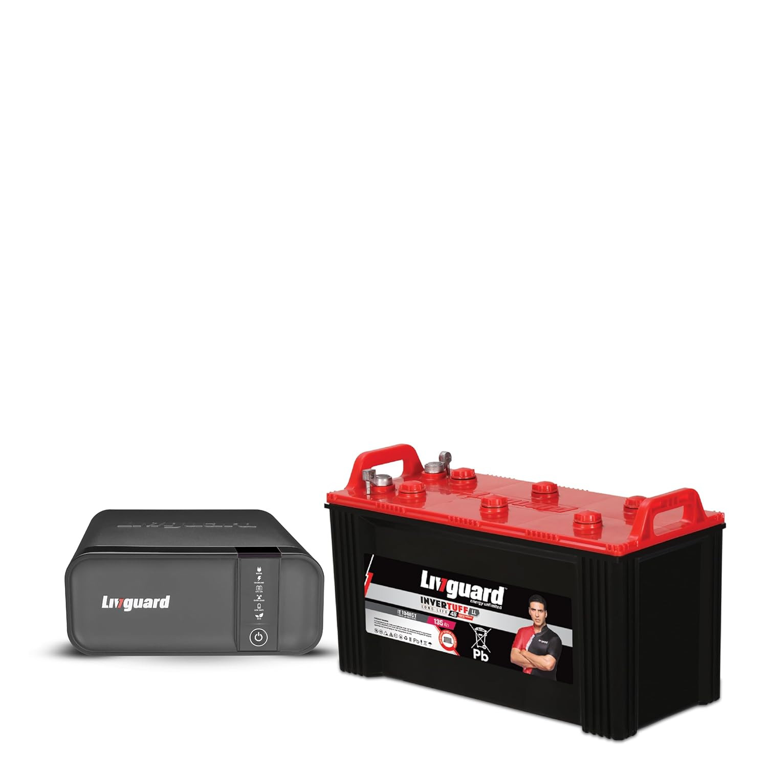 Livguard Inverter Battery Combo LG700EIT 1348ST LG700E - 600 VA12V Square Wave Inverter IT 1348ST 135 Ah with 48 Months Battery Warranty Reliable for Home Office and Shop