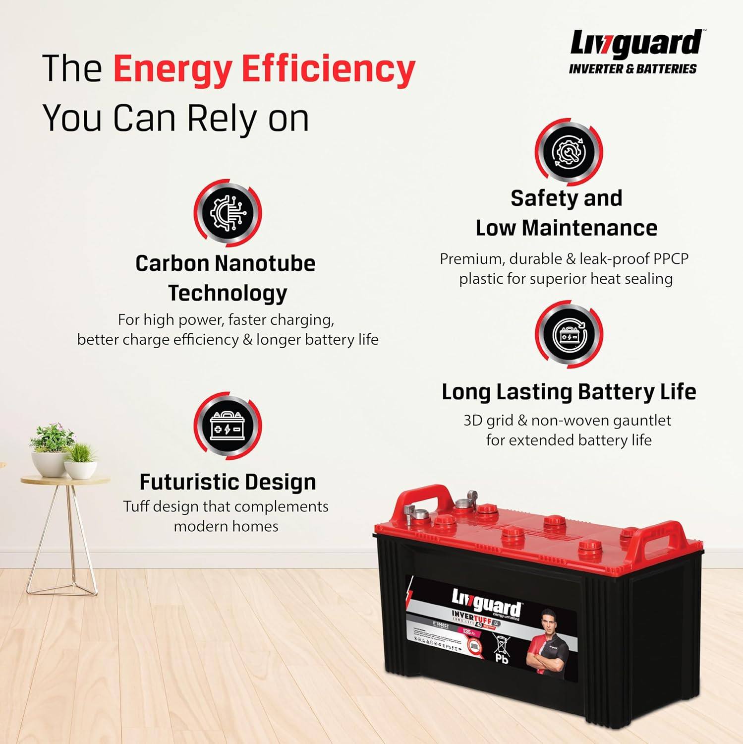 Livguard IT 1348ST Short Tubular Inverter Battery 135 Ah 48 Months Warranty Reliable Backup for Home Office and Shop