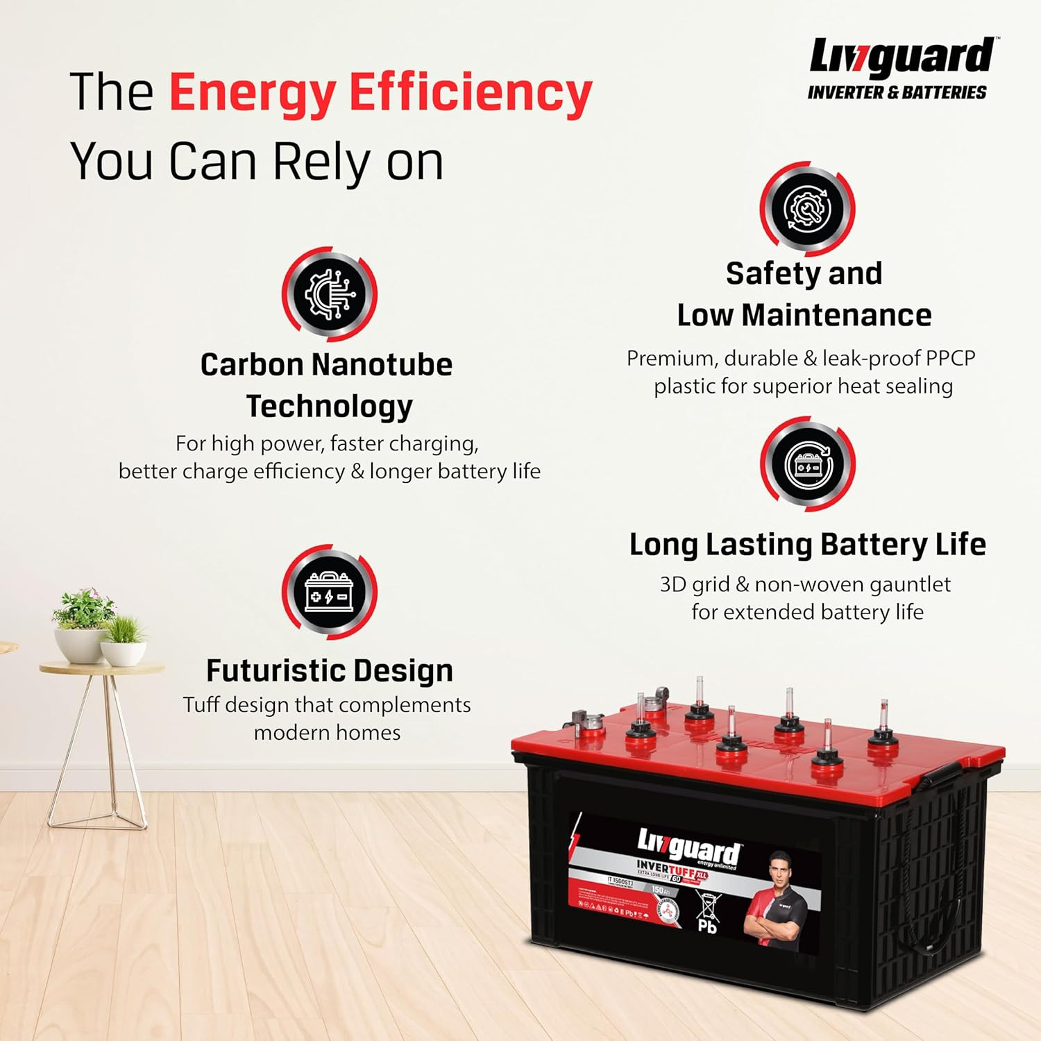 Livguard IT 1560STJ Short Tubular Jumbo Inverter Battery 150 Ah 60 Months Warranty Reliable Backup for Home Office and Shop