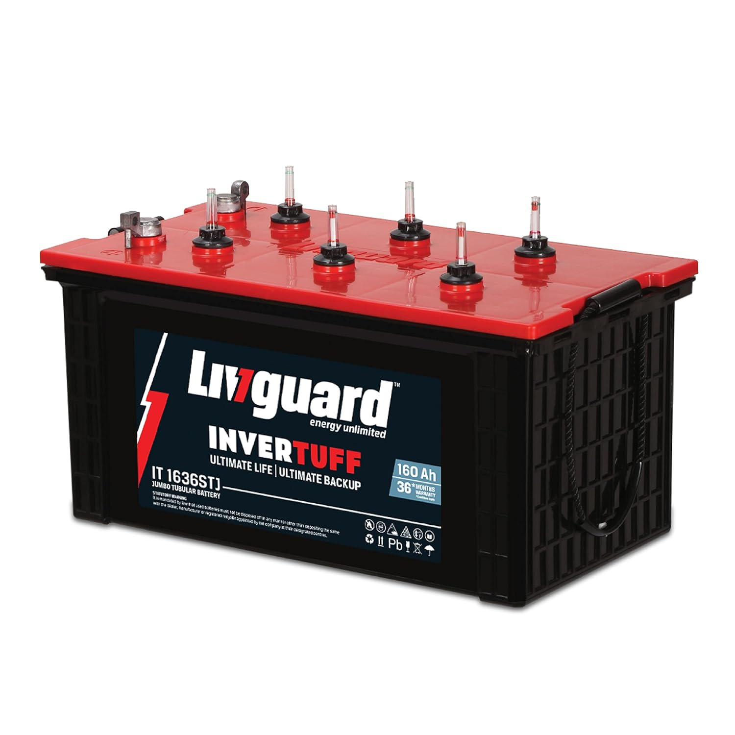 Livguard IT 1636STJ Short Tubular Jumbo Inverter Battery 160 Ah 36 Months Warranty Reliable Backup for Home Office and Shop