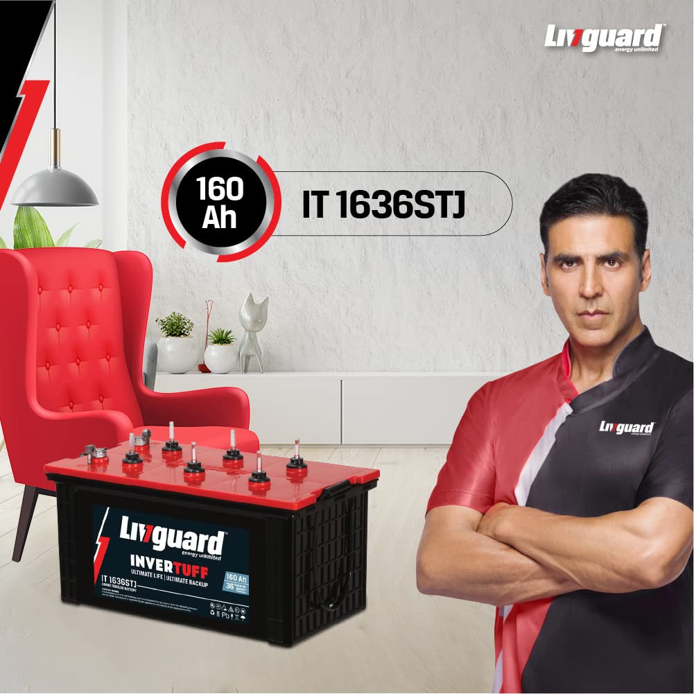 Livguard IT 1636STJ Short Tubular Jumbo Inverter Battery 160 Ah 36 Months Warranty Reliable Backup for Home Office and Shop