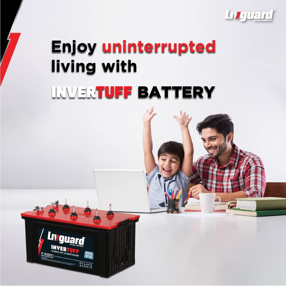 Livguard IT 1636STJ Short Tubular Jumbo Inverter Battery 160 Ah 36 Months Warranty Reliable Backup for Home Office and Shop