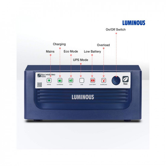 Luminous Eco Watt Neo 1050 Square Wave 900VA12V Inverter for Home Office and Shops