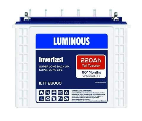 Luminous Inverlast ILTT 26060 220Ah Tall Tubular Plate Inverter Battery with 60 months warranty for Home Office Shops