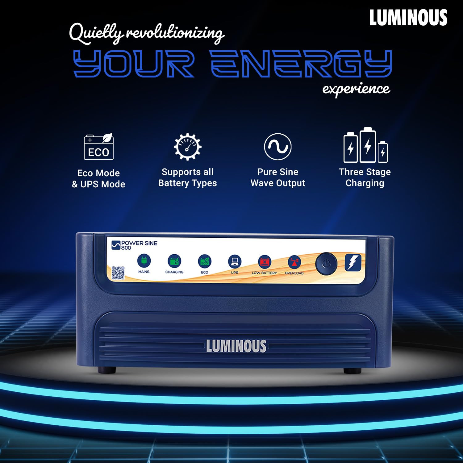 Luminous Inverter Battery Combo Power sine 800 Pure Sine Wave 700VA12V Inverter with RC15000PRO 120Ah Battery for Home Office Shops