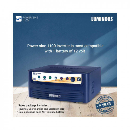 Luminous Power Sine 1100 Pure Sine Wave 900VA 12 Volt Inverter for Home Office Shops