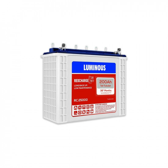 Luminous Red Charge RC 25000 200 Ah Tall Tubular Inverter Battery for Home Office Shops