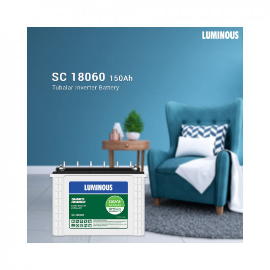 Luminous Shakti Charge SC18060 150 Ah Tall Tubular Inverter Battery for Home Office  Shops