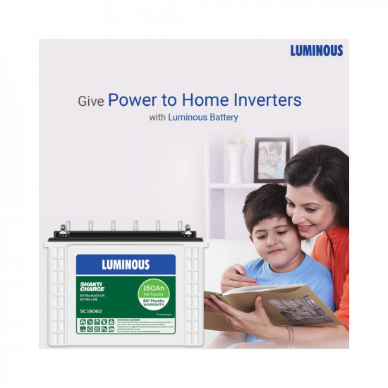 Luminous Shakti Charge SC18060 150 Ah Tall Tubular Inverter Battery for Home Office  Shops