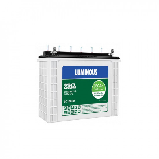 Luminous Shakti Charge SC18060 150 Ah Tall Tubular Inverter Battery for Home Office  Shops