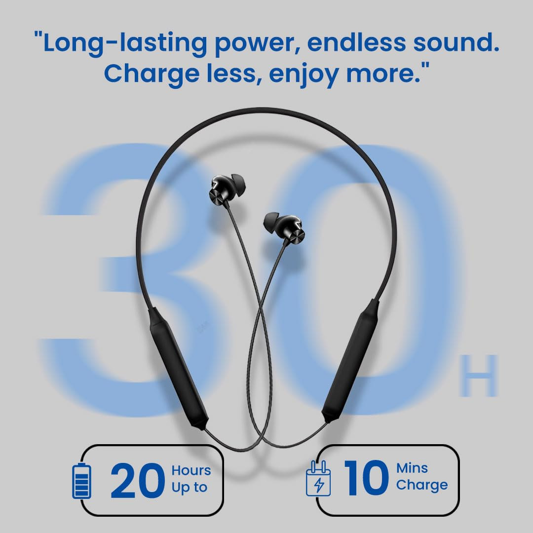 MAK Beatify Series Bluetooth Earphones for Musical Experience Magnetic OnOff 28 Hours Playtime HD Calls Smart Voice Assistant Type-C Fast Charge Deep Bass BT V 51 Neckband Earphones Black