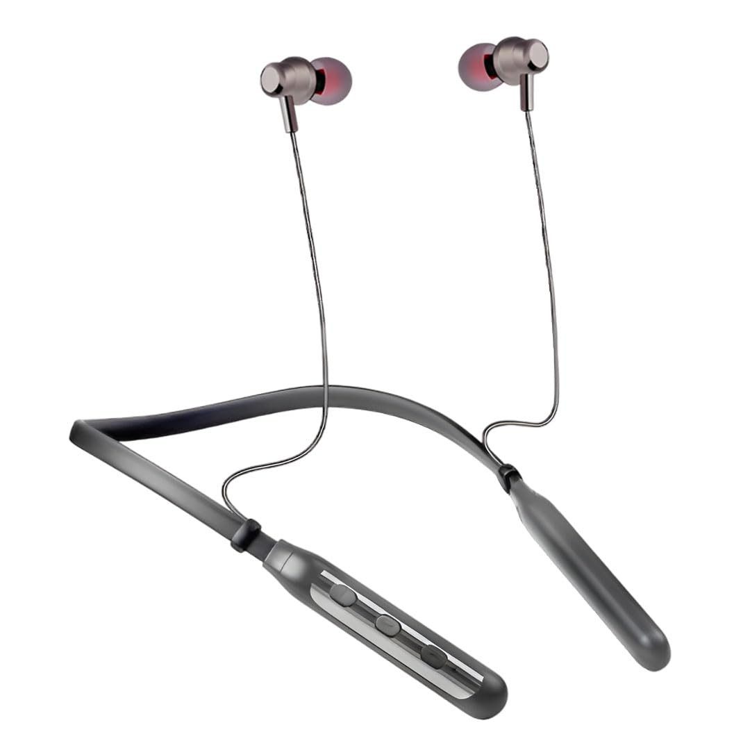 MAK TuneRider Series Bluetooth Earphones for Musical Experience 48 Hours Playtime HD Calls Voice Assistant Type-C Fast Charge Deep Bass BT V 53 Neckband Earphones Black