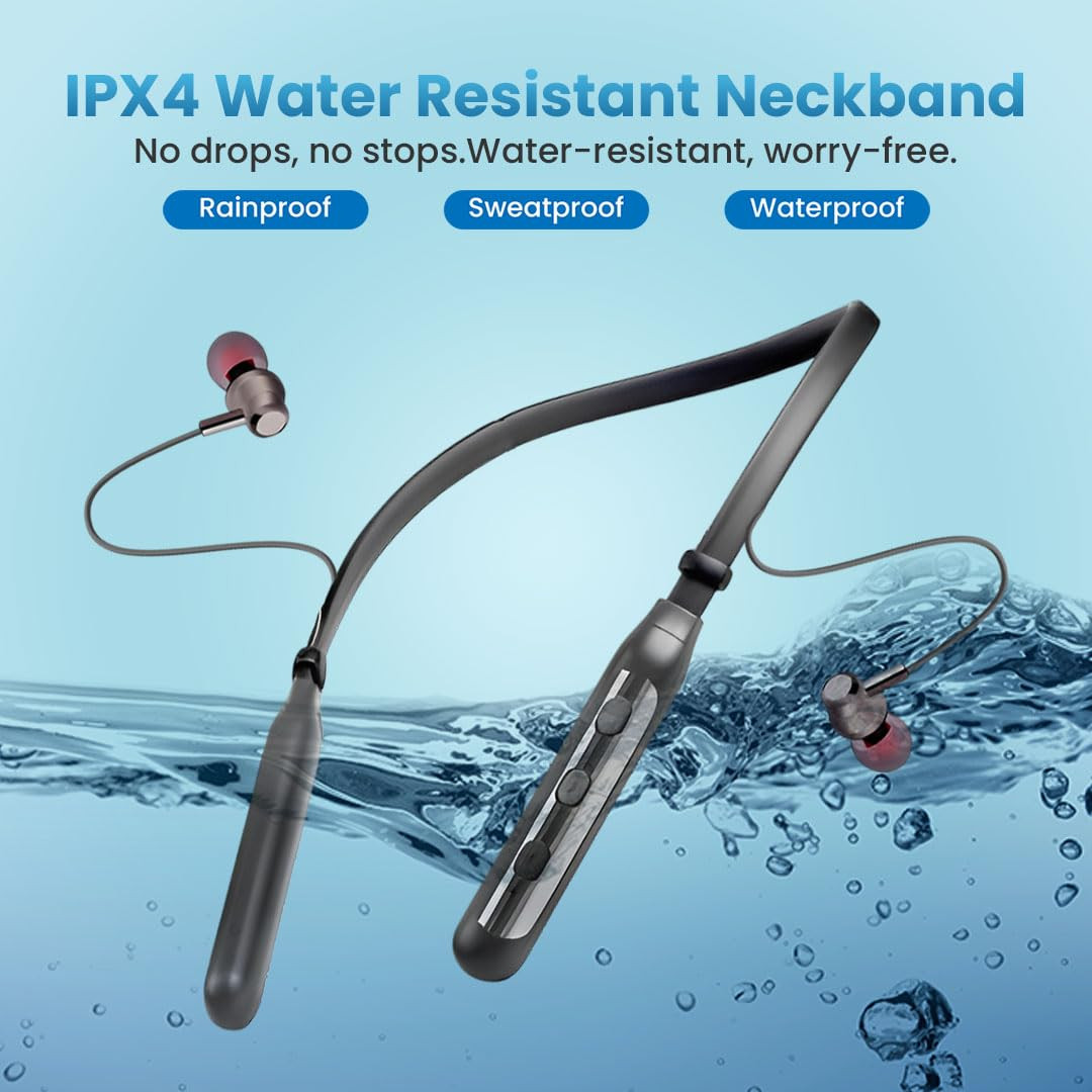 MAK TuneRider Series Bluetooth Earphones for Musical Experience 48 Hours Playtime HD Calls Voice Assistant Type-C Fast Charge Deep Bass BT V 53 Neckband Earphones Black