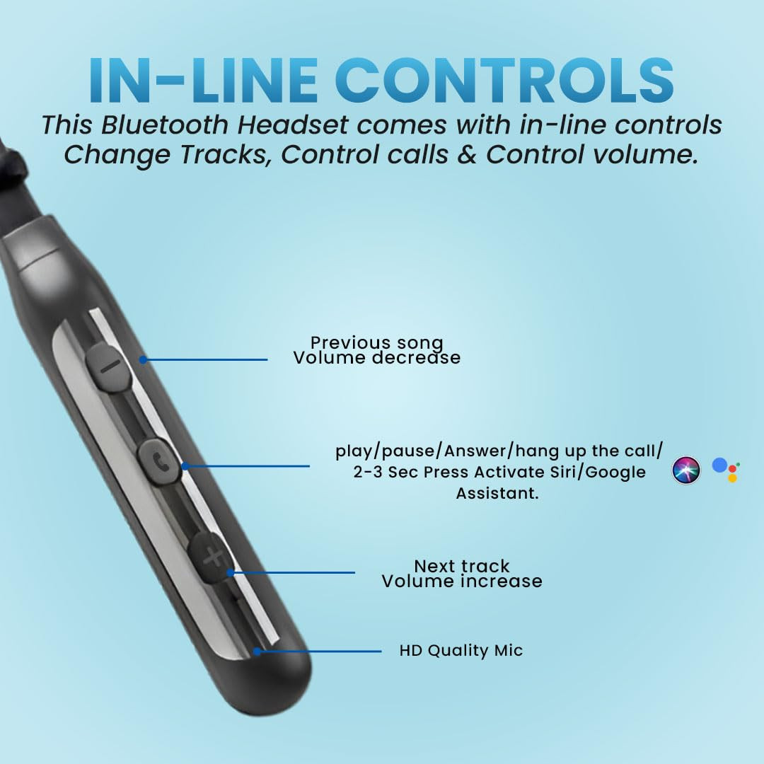 MAK TuneRider Series Bluetooth Earphones for Musical Experience 48 Hours Playtime HD Calls Voice Assistant Type-C Fast Charge Deep Bass BT V 53 Neckband Earphones Black