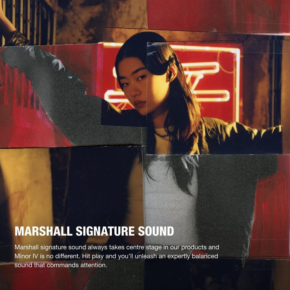 Marshall Minor Iv Wireless in Ear Earbuds with 30 Hours of Playtime Water-Resistant Wireless Charging- Black