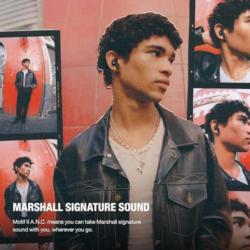 Marshall Motif II ANC - True Wireless Active Noise Cancelling Bluetooth Headphones Earbuds 30 Hours Playtime Black